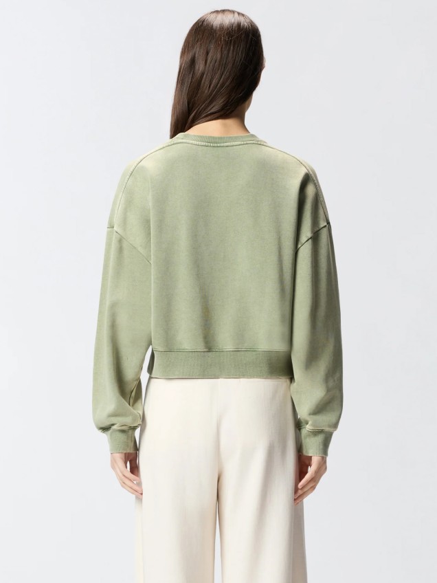 Sweatshirt Cropped com Aplicações Florais