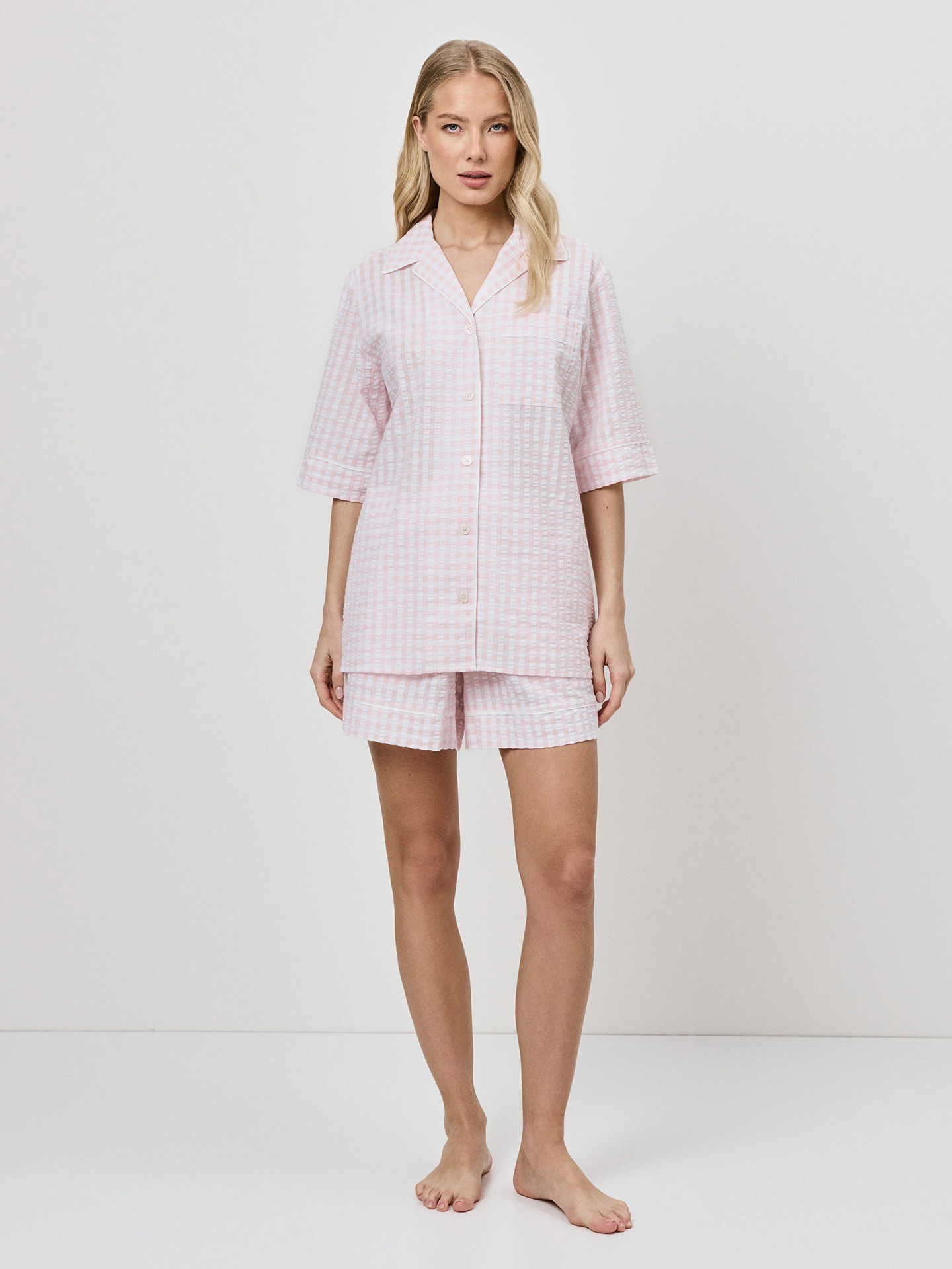 Pijama Curto com Padr�o Quadriculado
