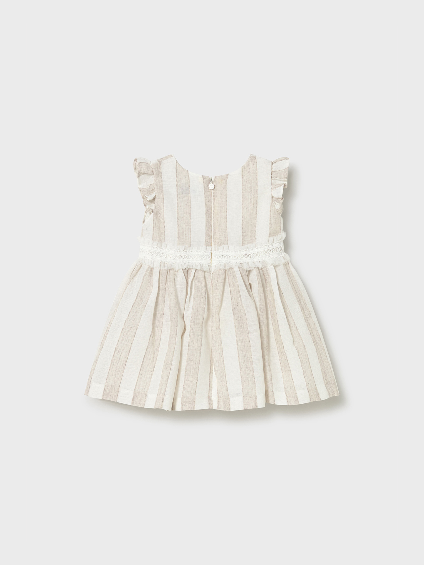 Vestido às Riscas com Folhos