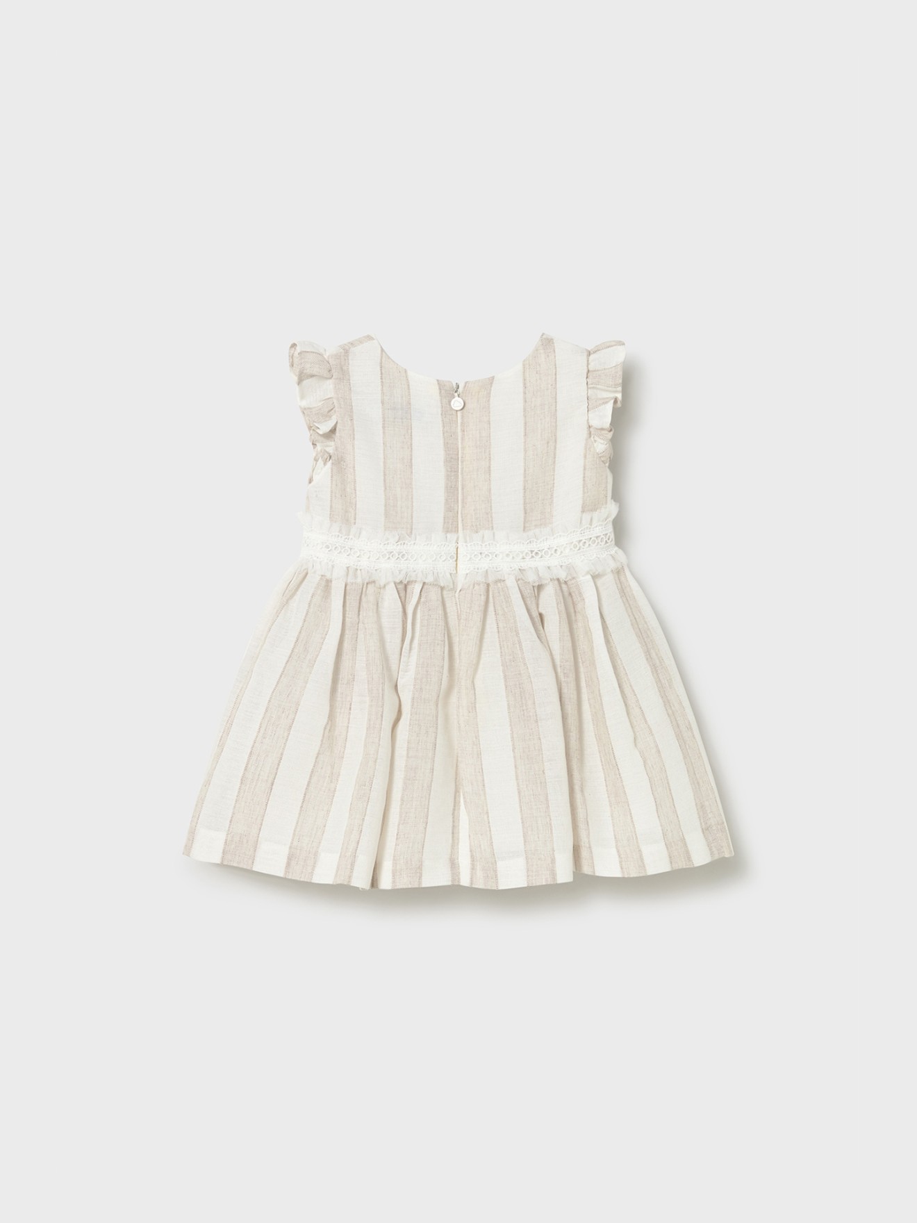 Vestido às Riscas com Folhos
