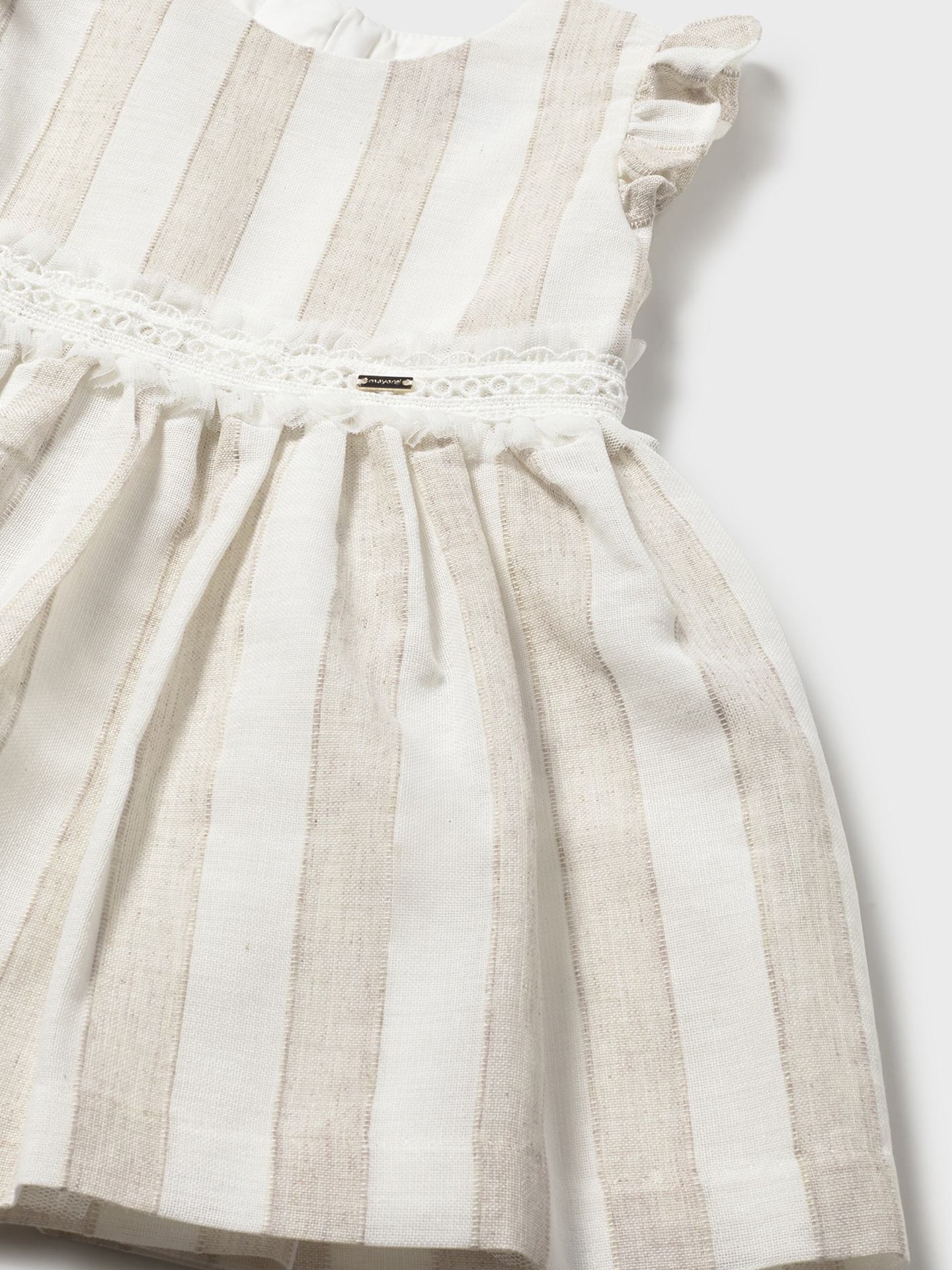 Vestido às Riscas com Folhos