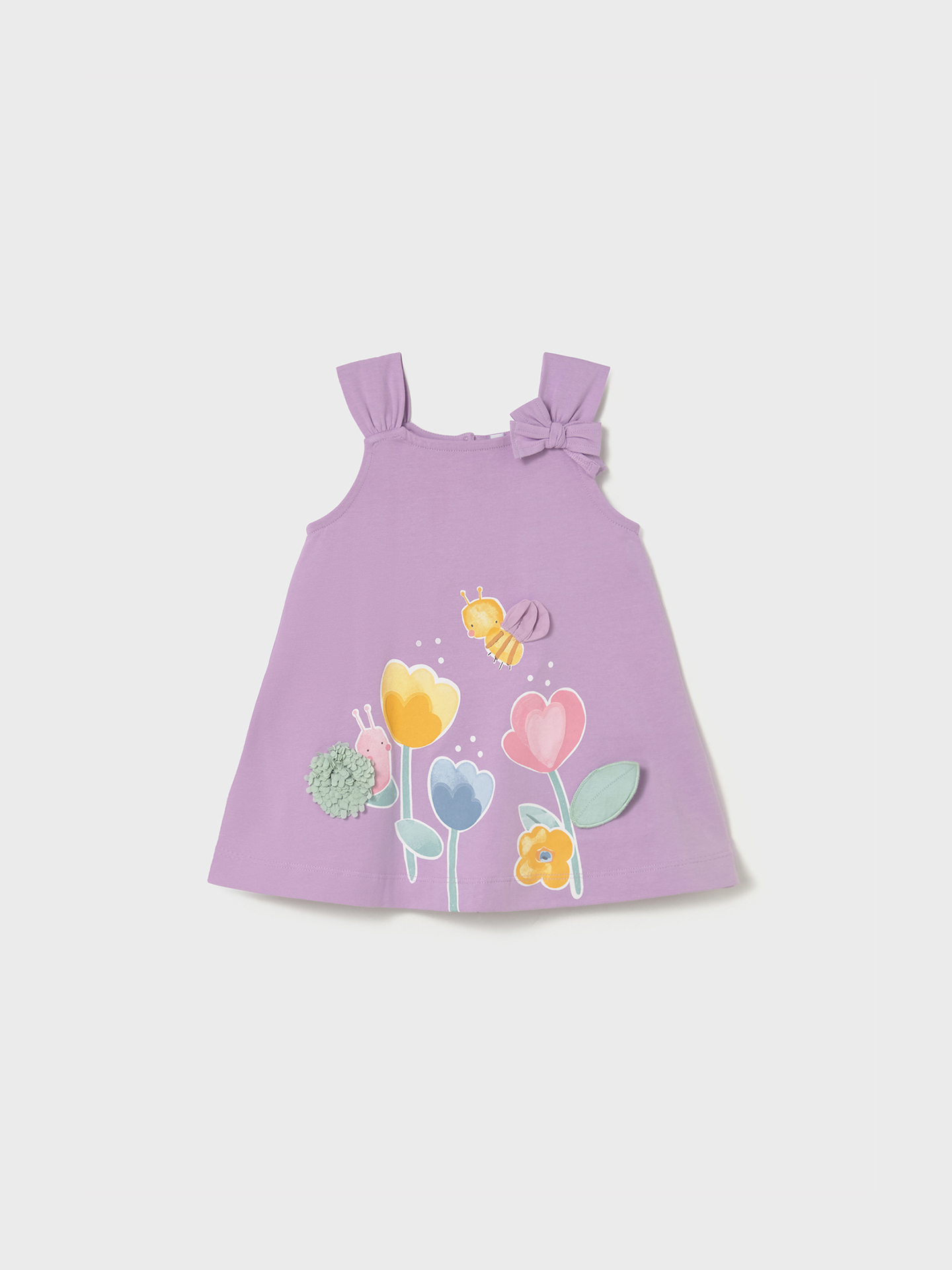 Vestido de Alças com Estampado e Apliques