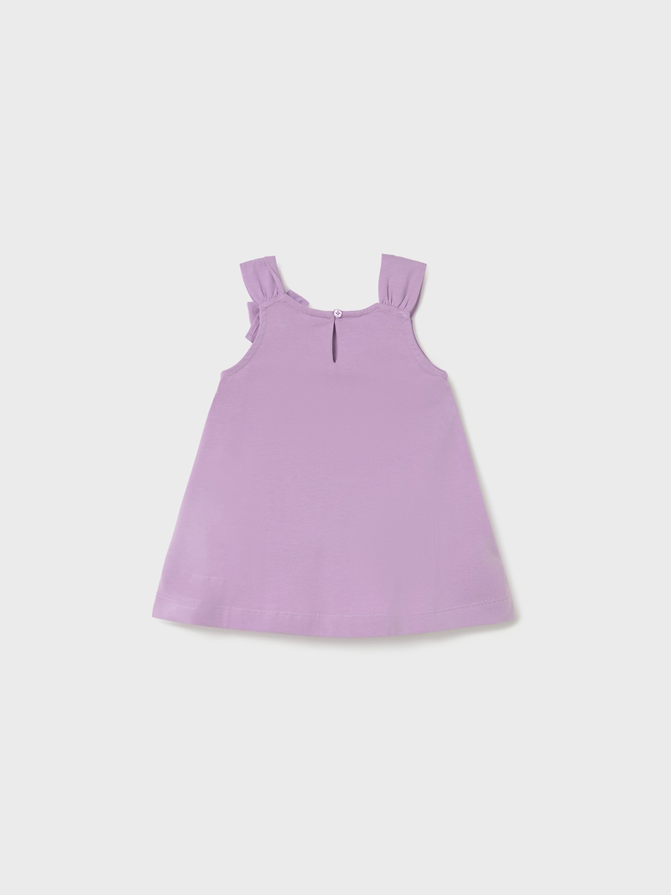 Vestido de Al�as com Estampado e Apliques
