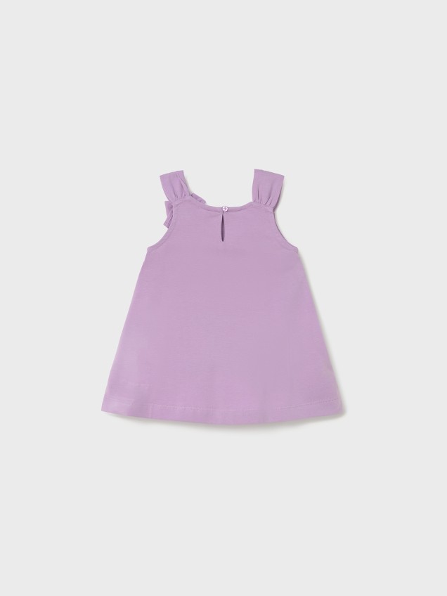 Vestido de Alças com Estampado e Apliques