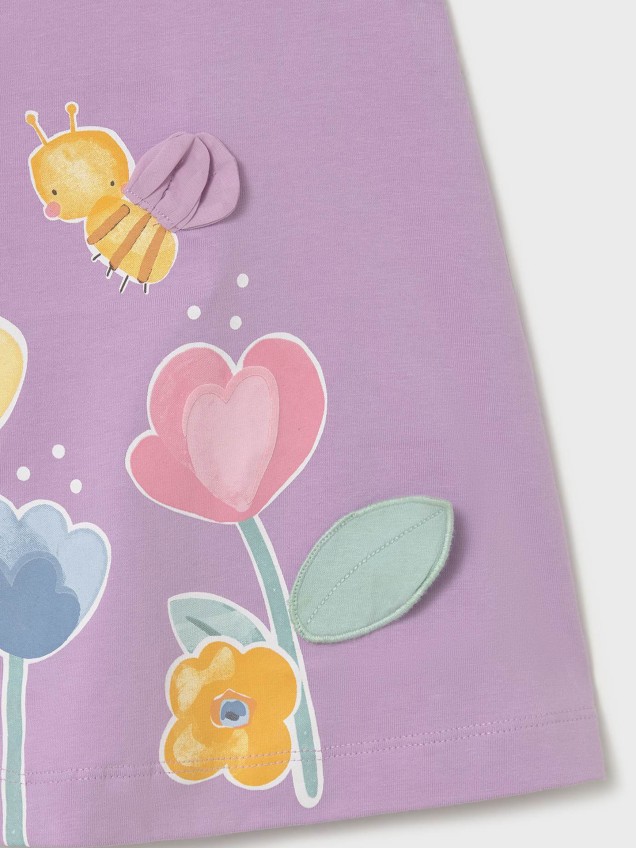 Vestido de Alças com Estampado e Apliques