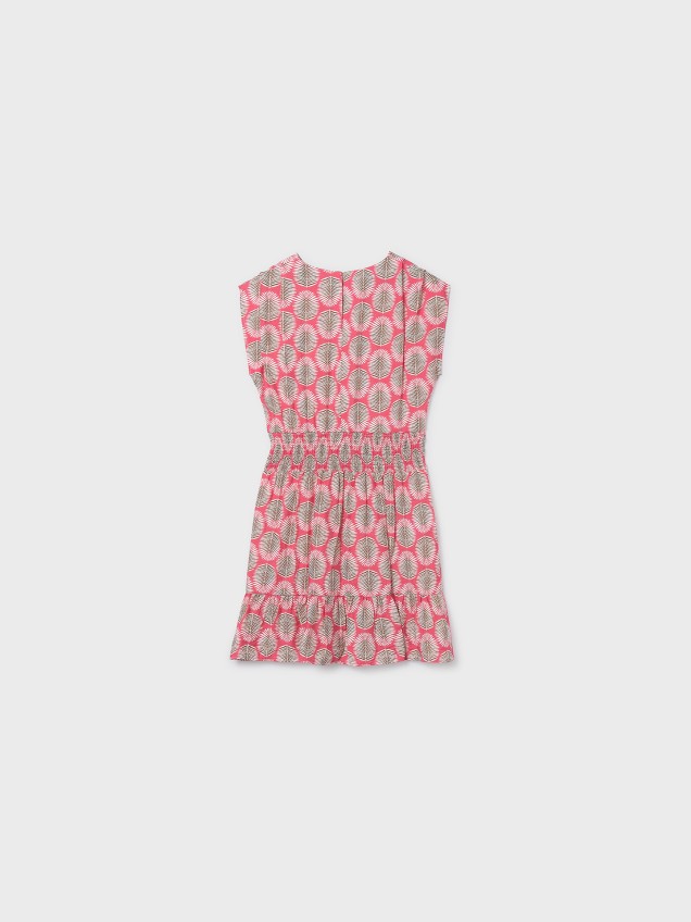 Vestido com Estampado de Folhas
