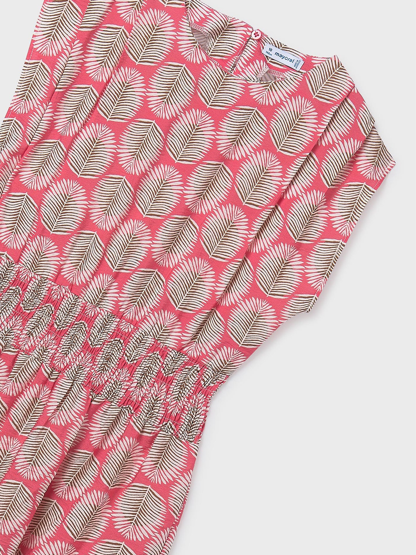 Vestido com Estampado de Folhas