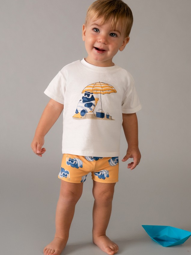 Conjunto de T-shirt e Cal��o de Banho