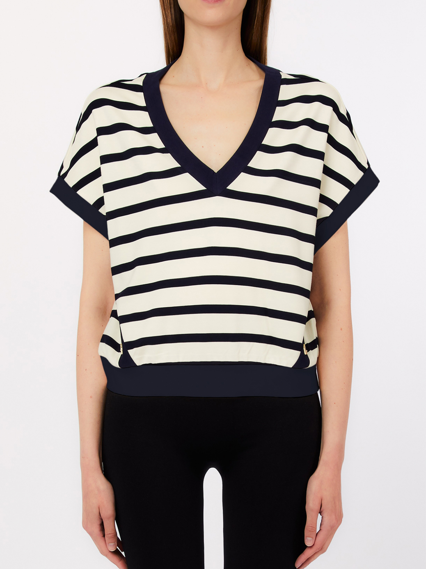 Camisola de Manga Curta às Riscas