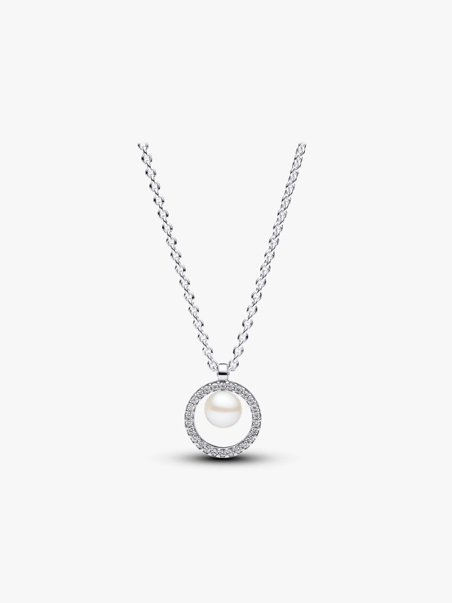 Colar Treated Freshwater Cultured Pearl & Pavé