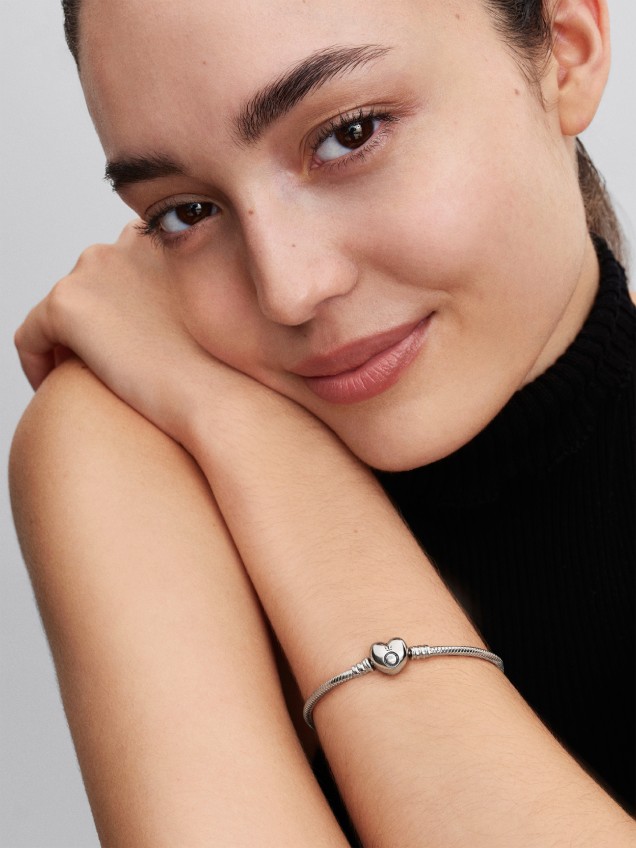 Pulseira Malha Snake e Coração