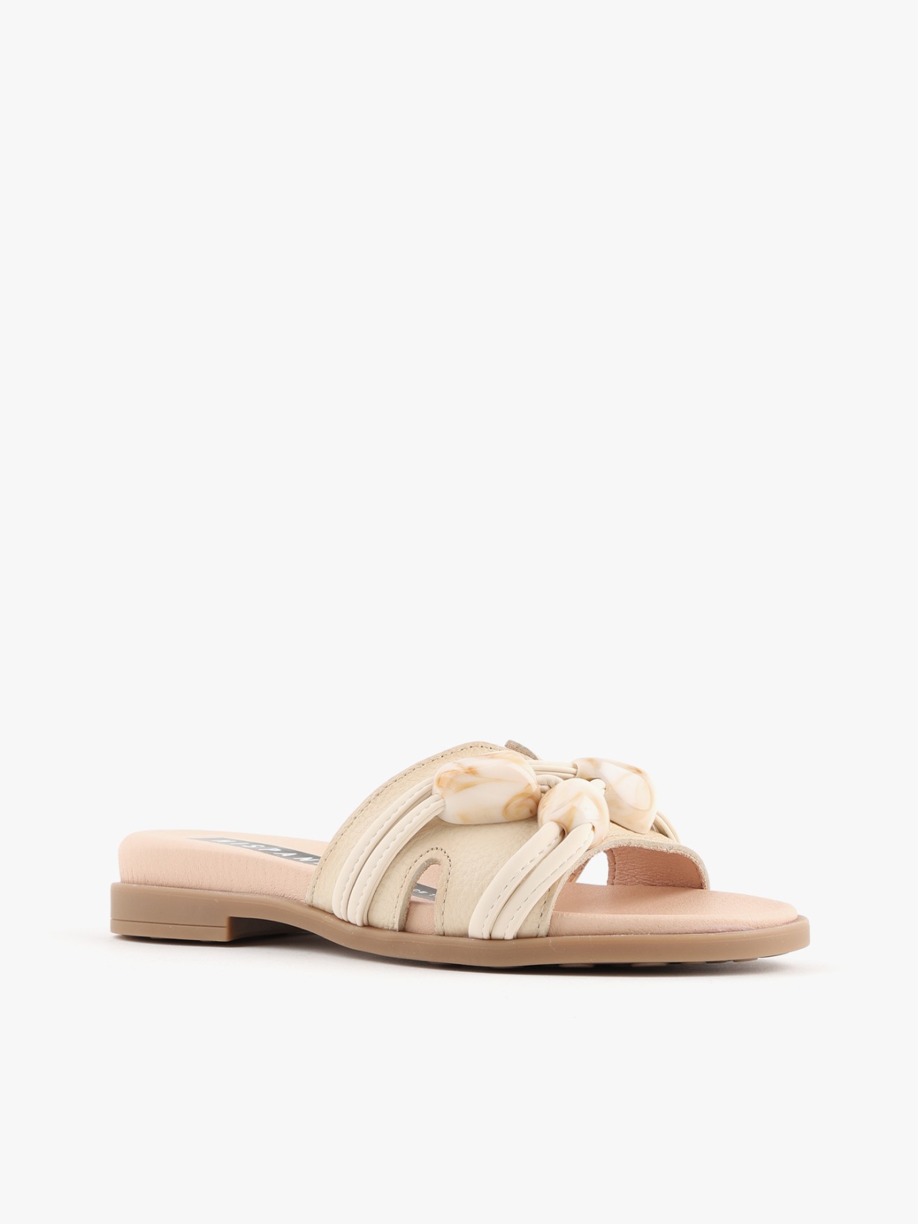 Chinelas Rasas de Pele