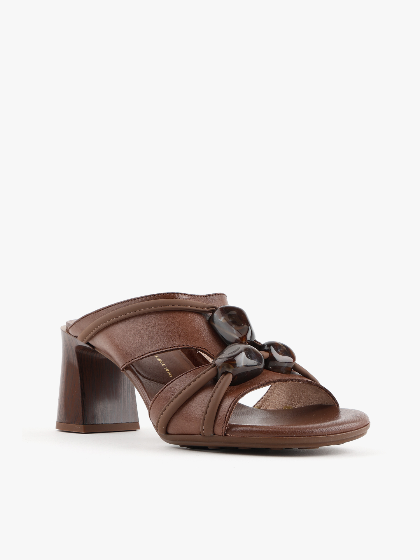 Mules de Pele com Salto em Bloco