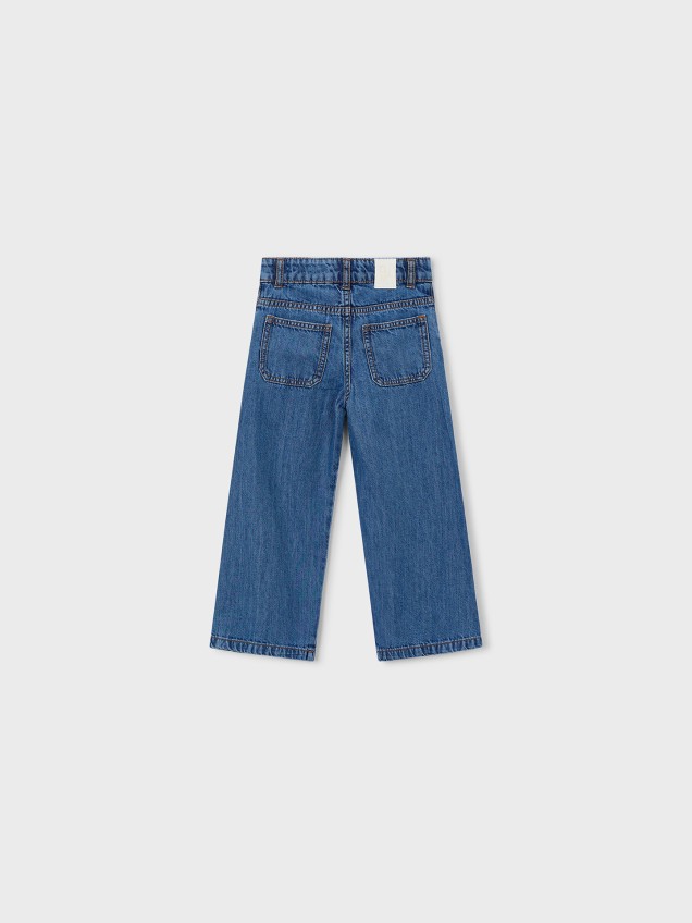 Calças de Ganga Fluidas de Perna Larga