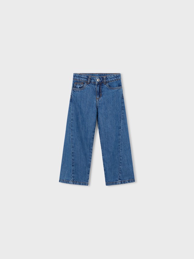 Calças de Ganga Fluidas de Perna Larga