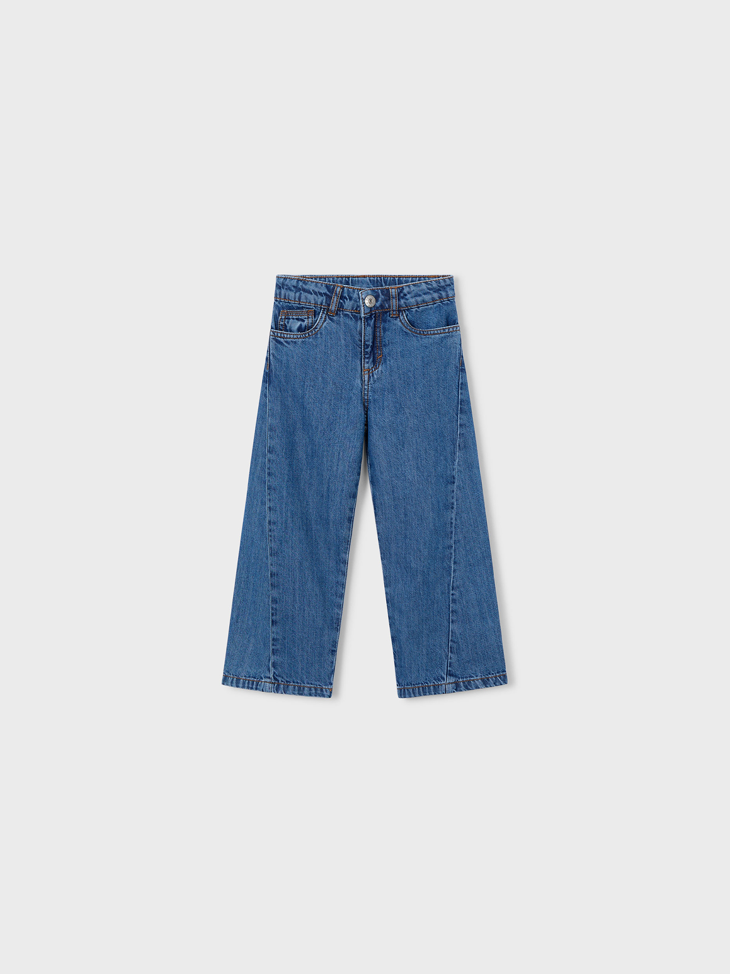 Calças de Ganga Fluidas de Perna Larga