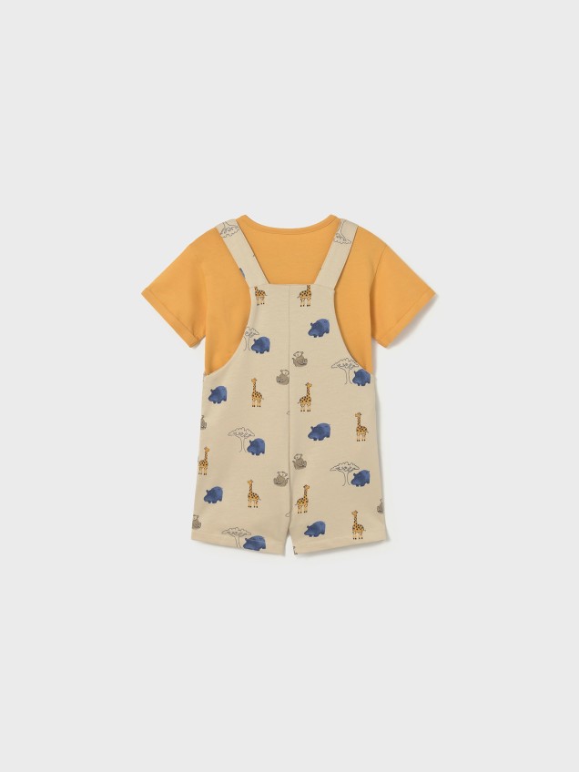 Conjunto de T-shirt e Jardineiras
