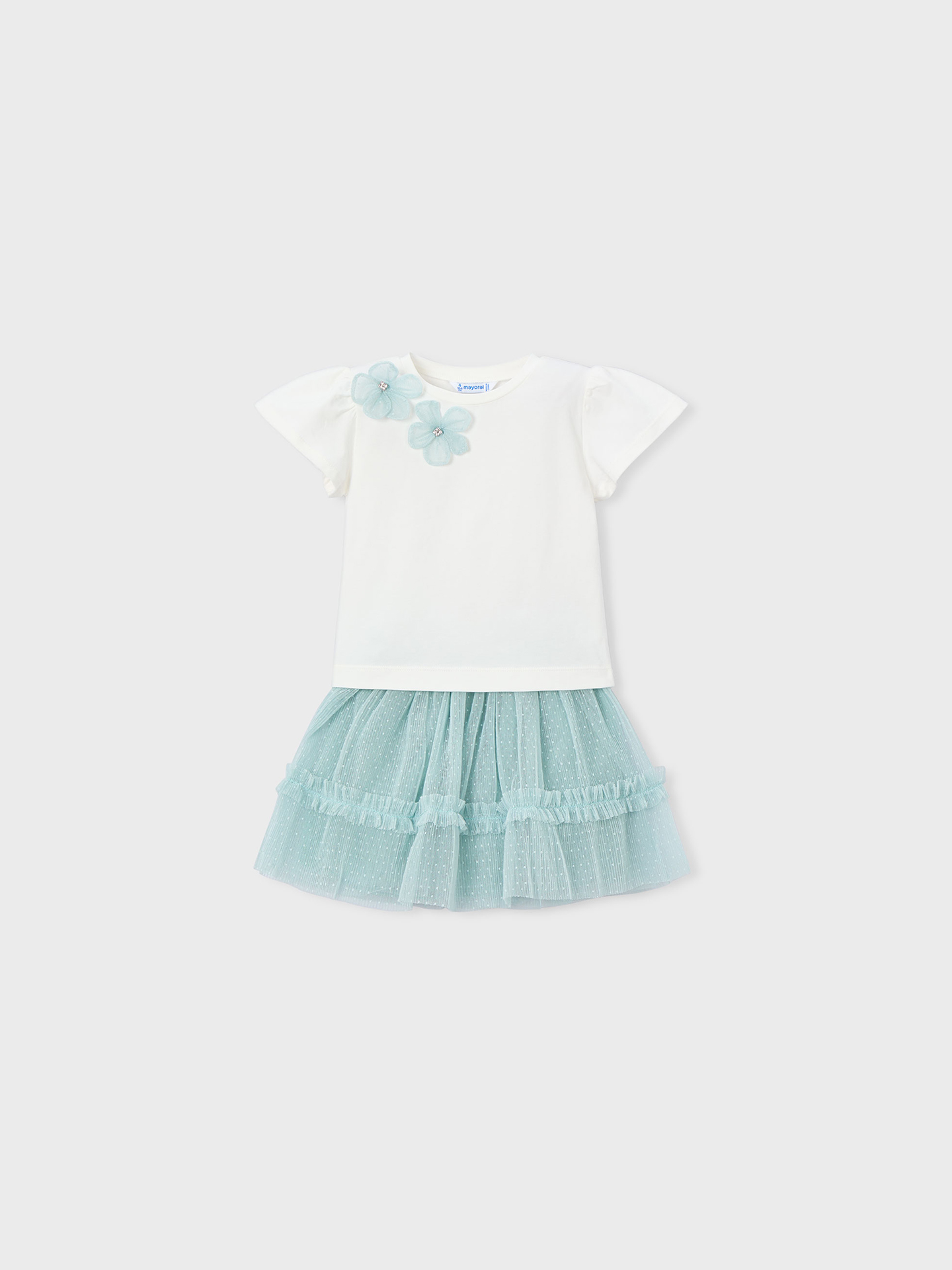 Conjunto de T-shirt e Saia de Tule