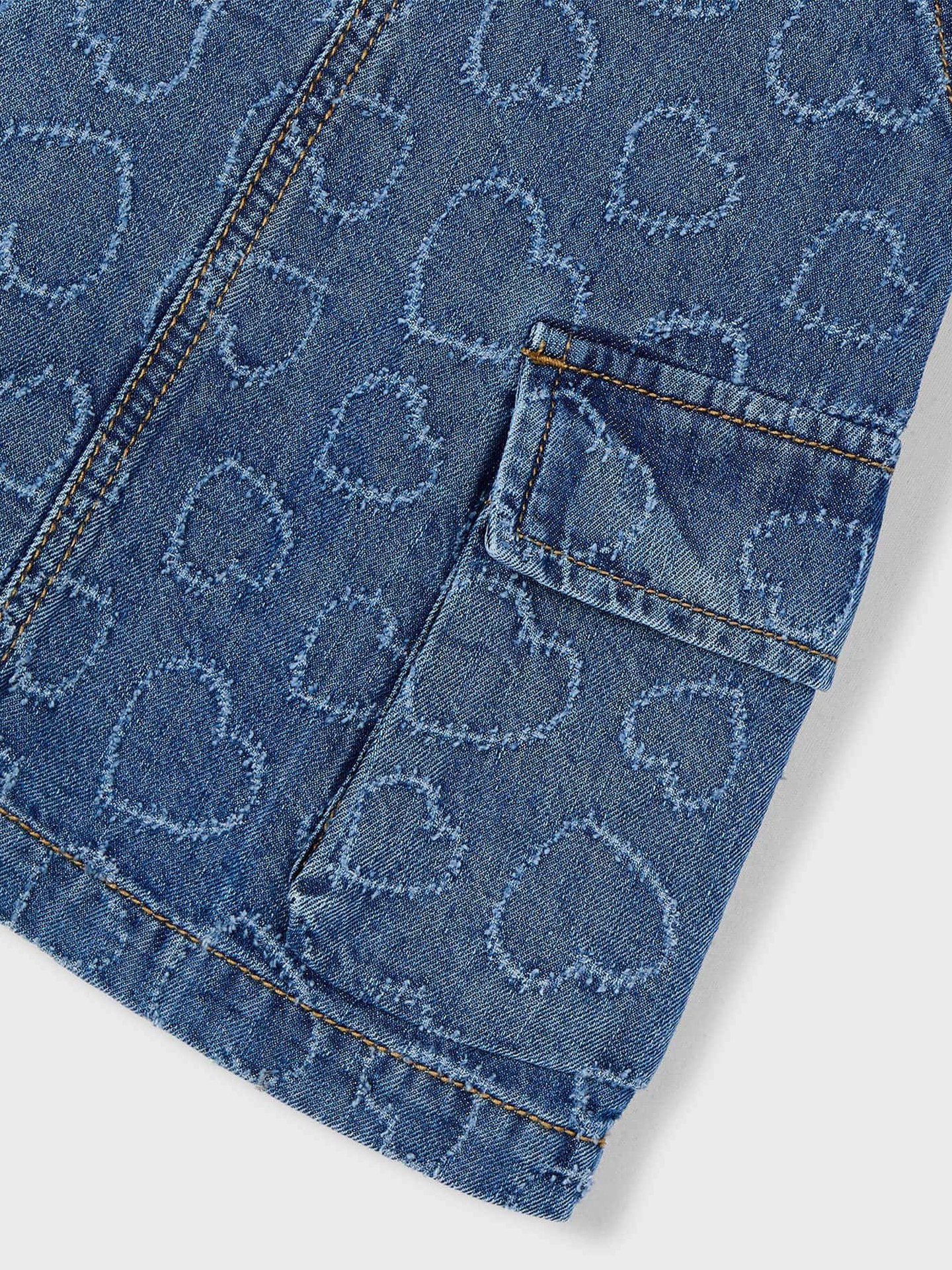 Saia Jardineira de Ganga com Padrão