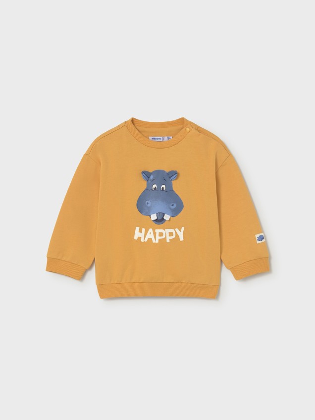 Sweatshirt com Estampado de Hipopótamo