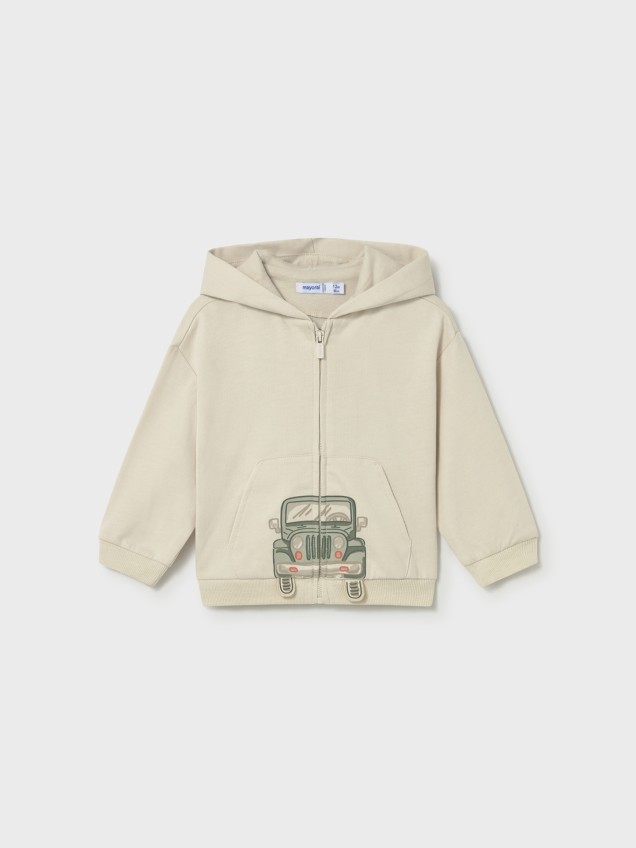 Casaco com Capuz e Estampado