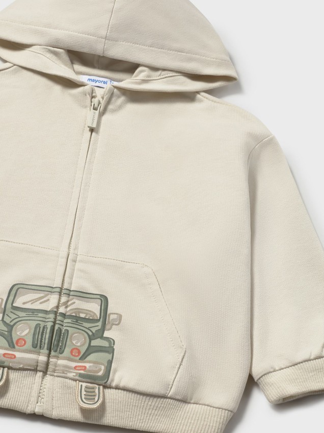 Casaco com Capuz e Estampado