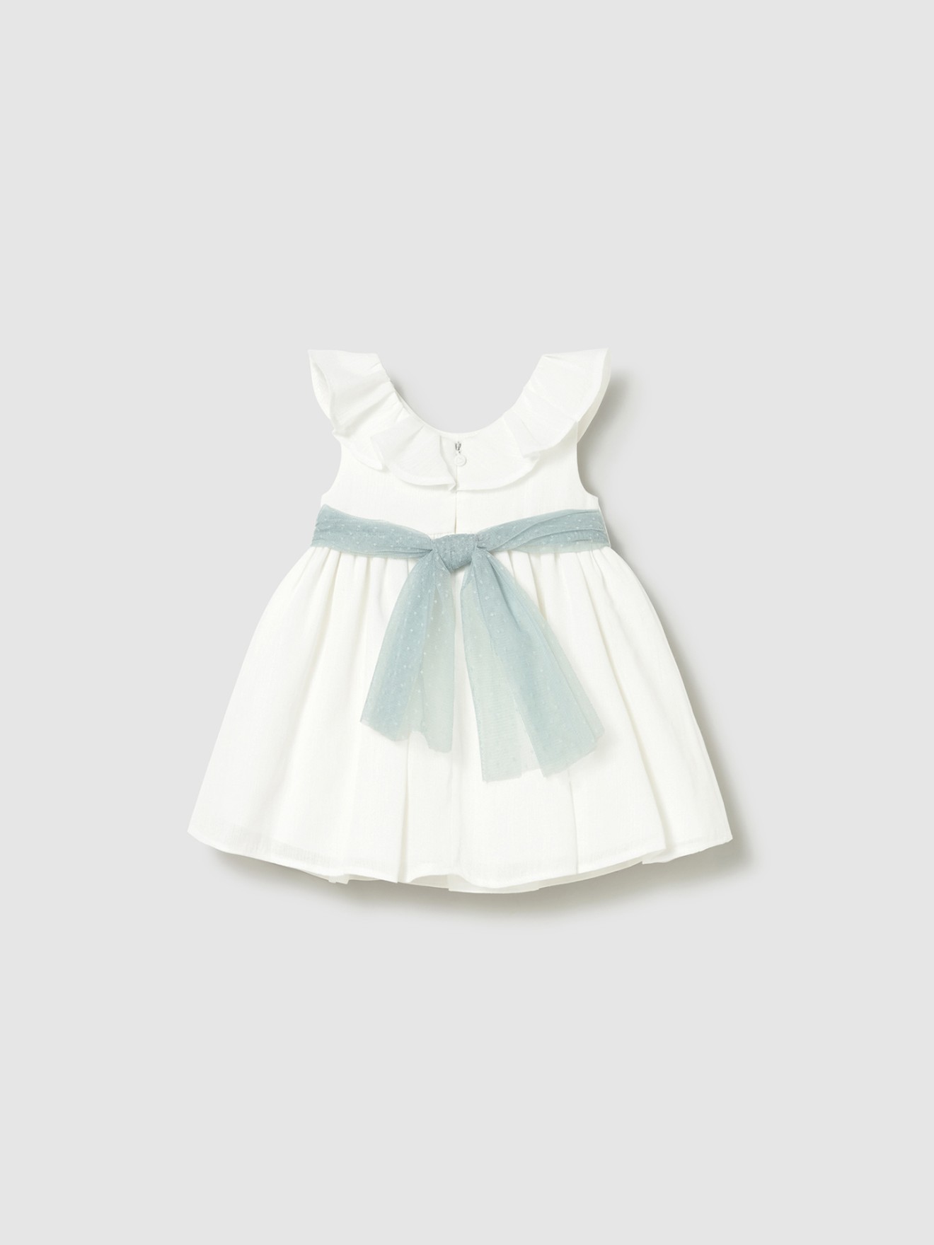 Vestido de Cerim�nia com Faixa de Tule e Flores
