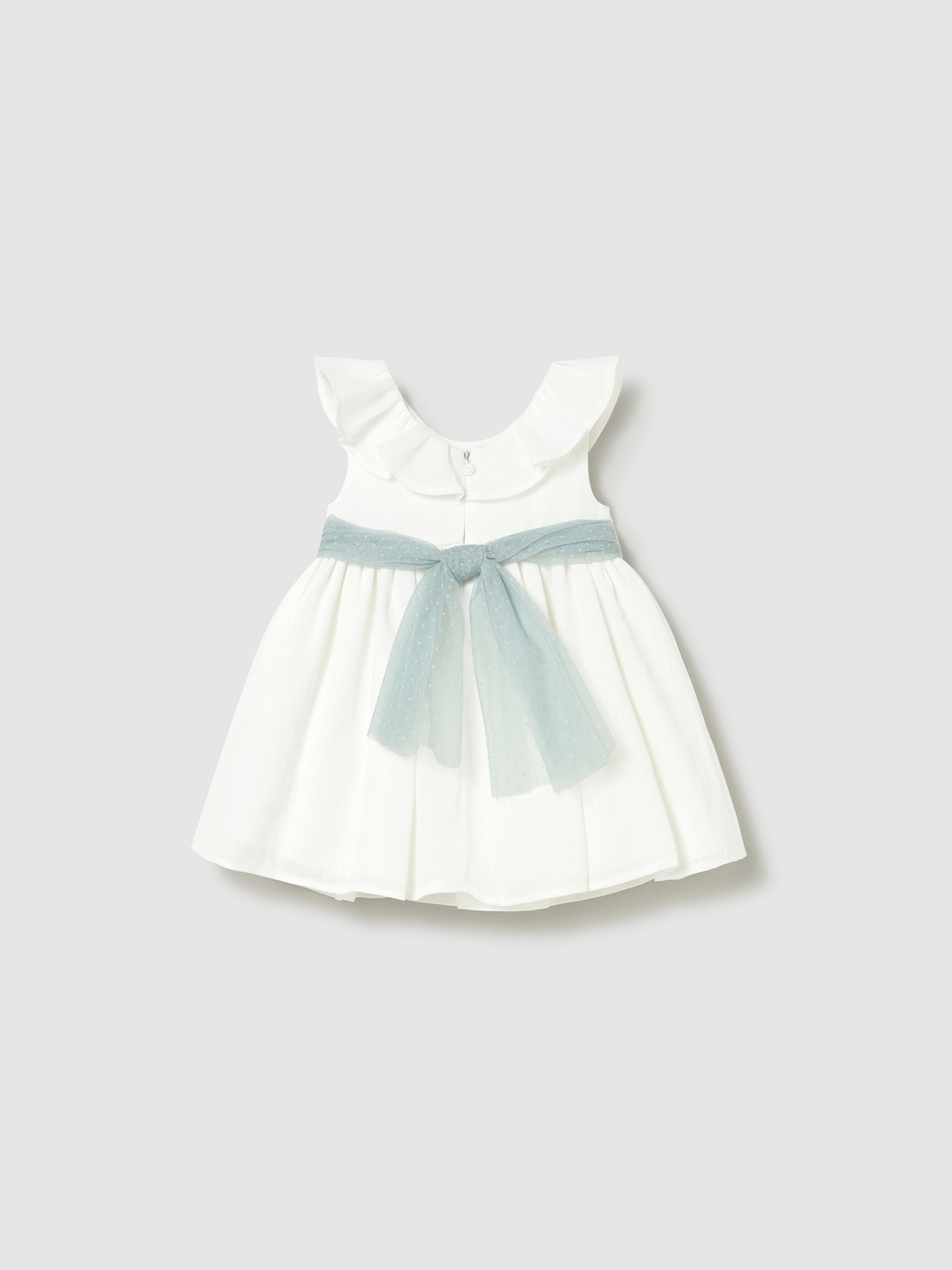 Vestido de Cerimónia com Faixa de Tule e Flores