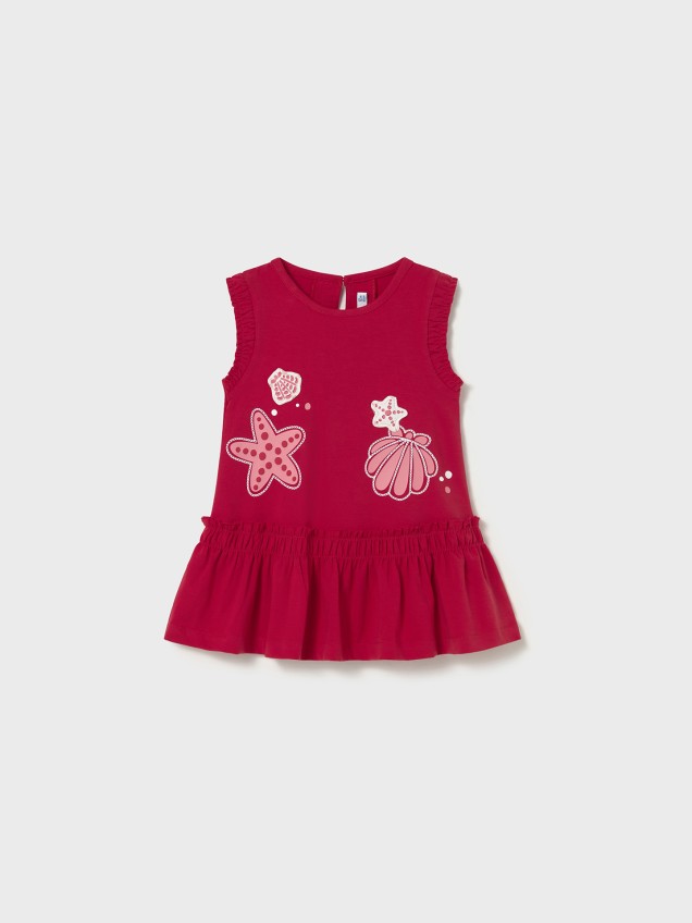 Vestido sem Mangas com Folhos