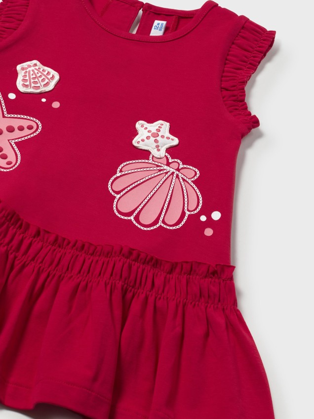 Vestido sem Mangas com Folhos