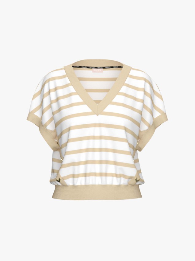 Camisola de Manga Curta às Riscas