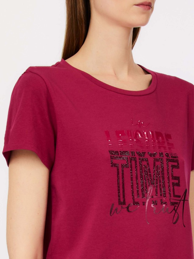 T-shirt com Estampado e Brilhantes