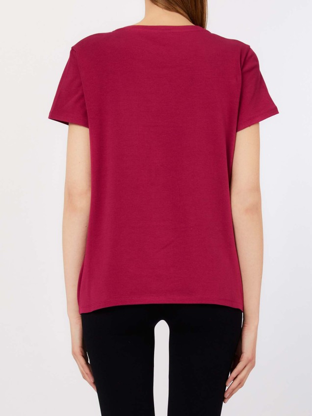 T-shirt com Estampado e Brilhantes