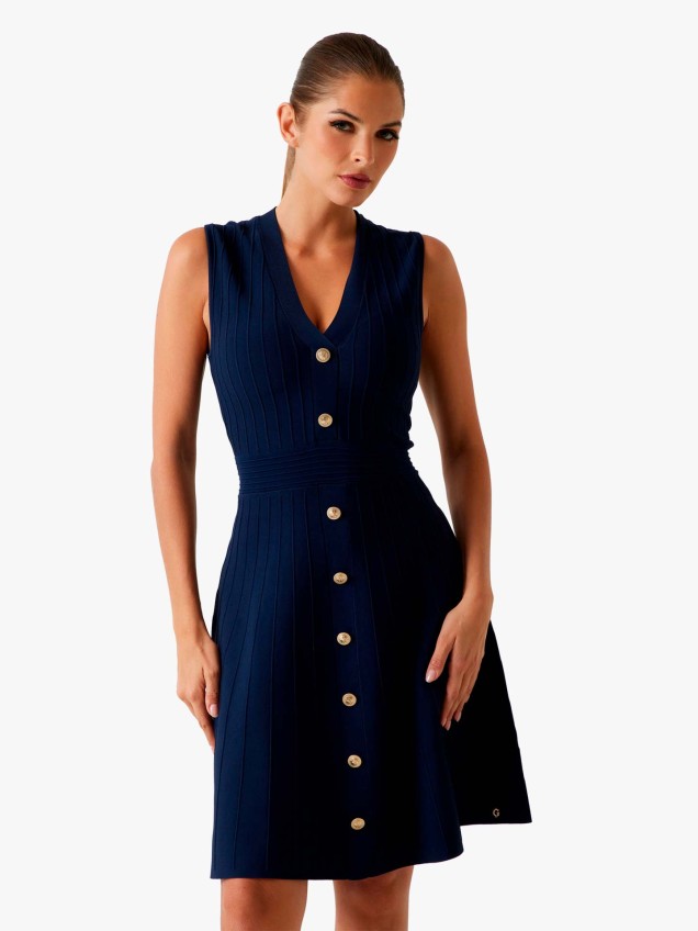 Vestido de Malha Canelada sem Mangas Amber