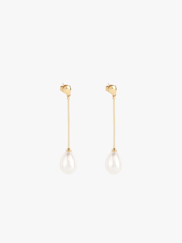 Brincos Pendentes com Pérola em Gota
