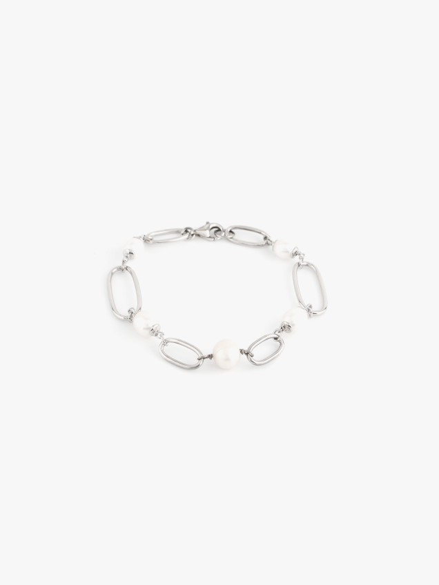 Pulseira de Elos e Pérolas