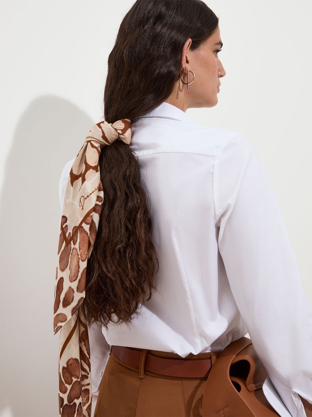 Lenço Quadrado com Estampado Floral