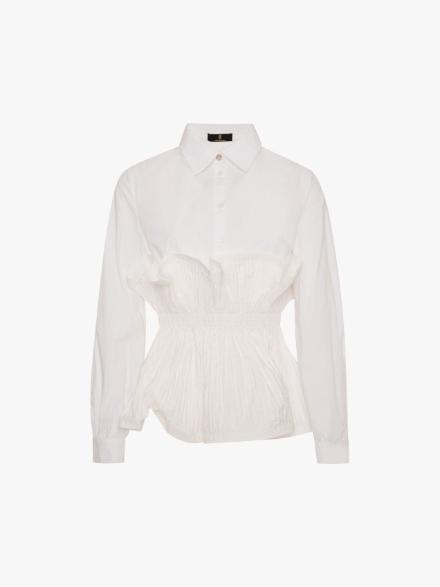 Camisa com Plissado e Cintura Franzida