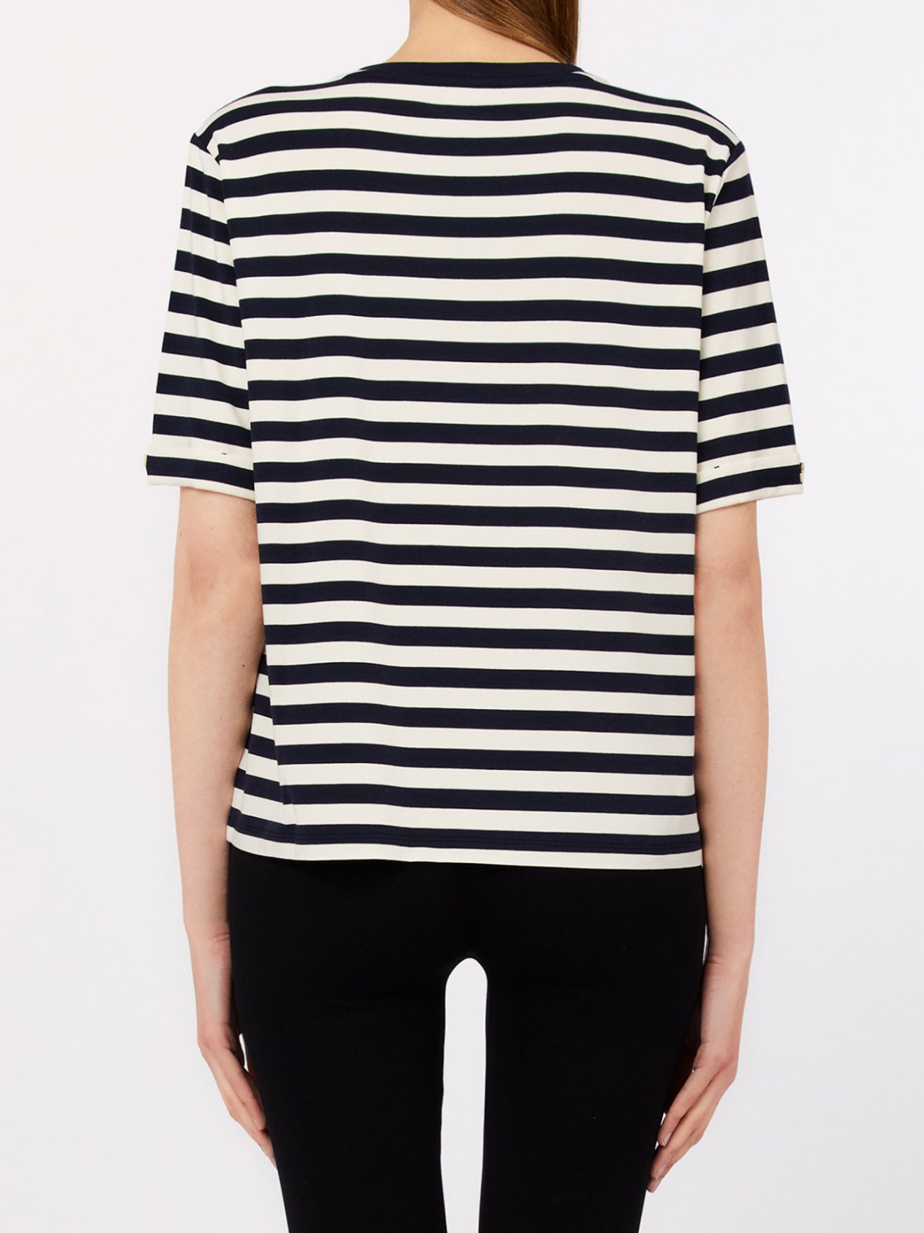 T-shirt �s Riscas com Decote em V