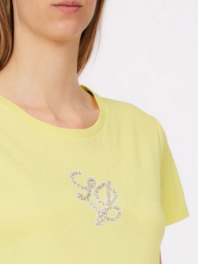 T-shirt com Logótipo em Pedraria
