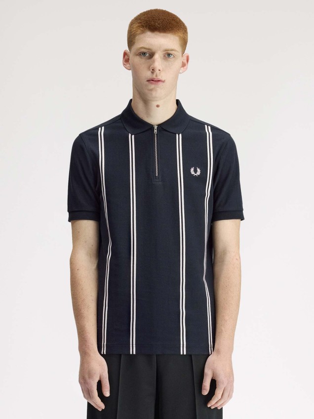 Polo Piqu� com Riscas e Meio Fecho M2419