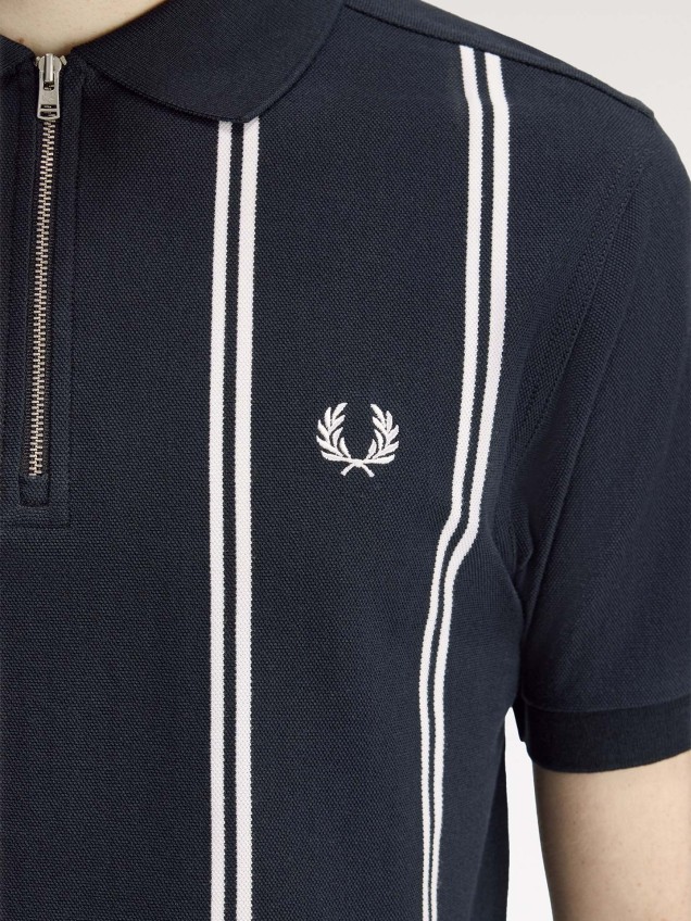 Polo Piqué com Riscas e Meio Fecho M2419