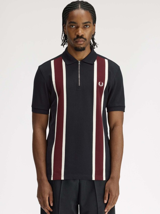 Polo Piqu� com Riscas e Meio Fecho M2420