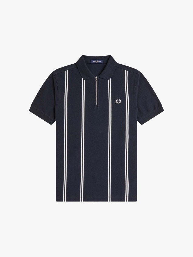 Polo Piqué com Riscas e Meio Fecho M2419