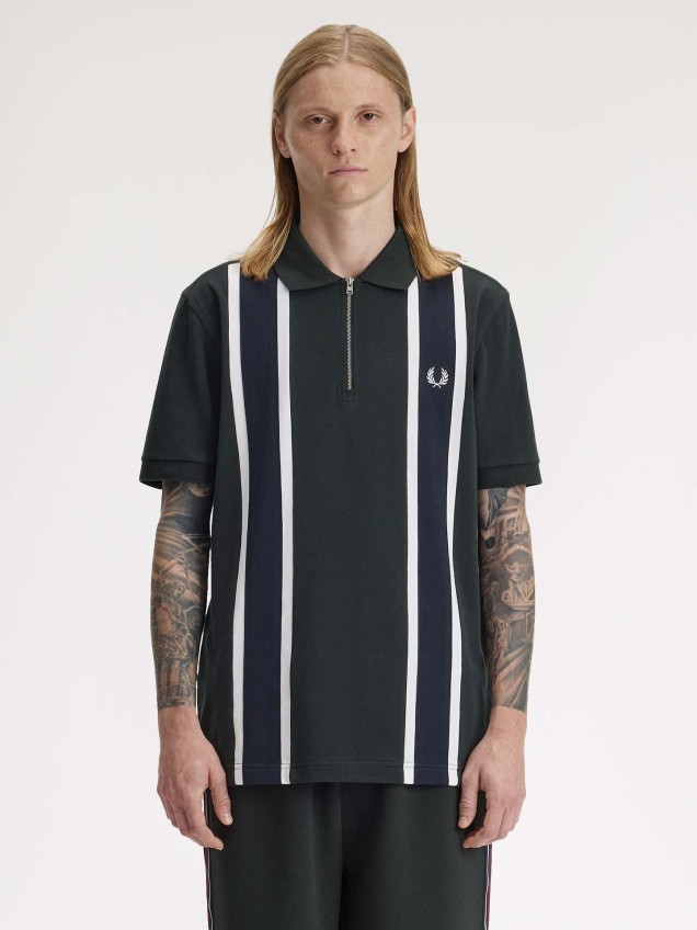 Polo Piqu� com Riscas e Meio Fecho M2420