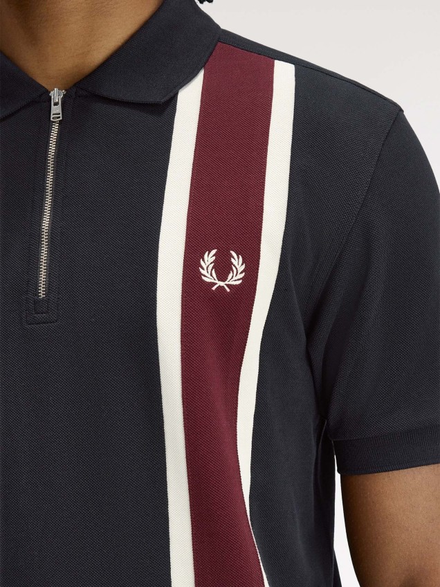 Polo Piqué com Riscas e Meio Fecho M2420