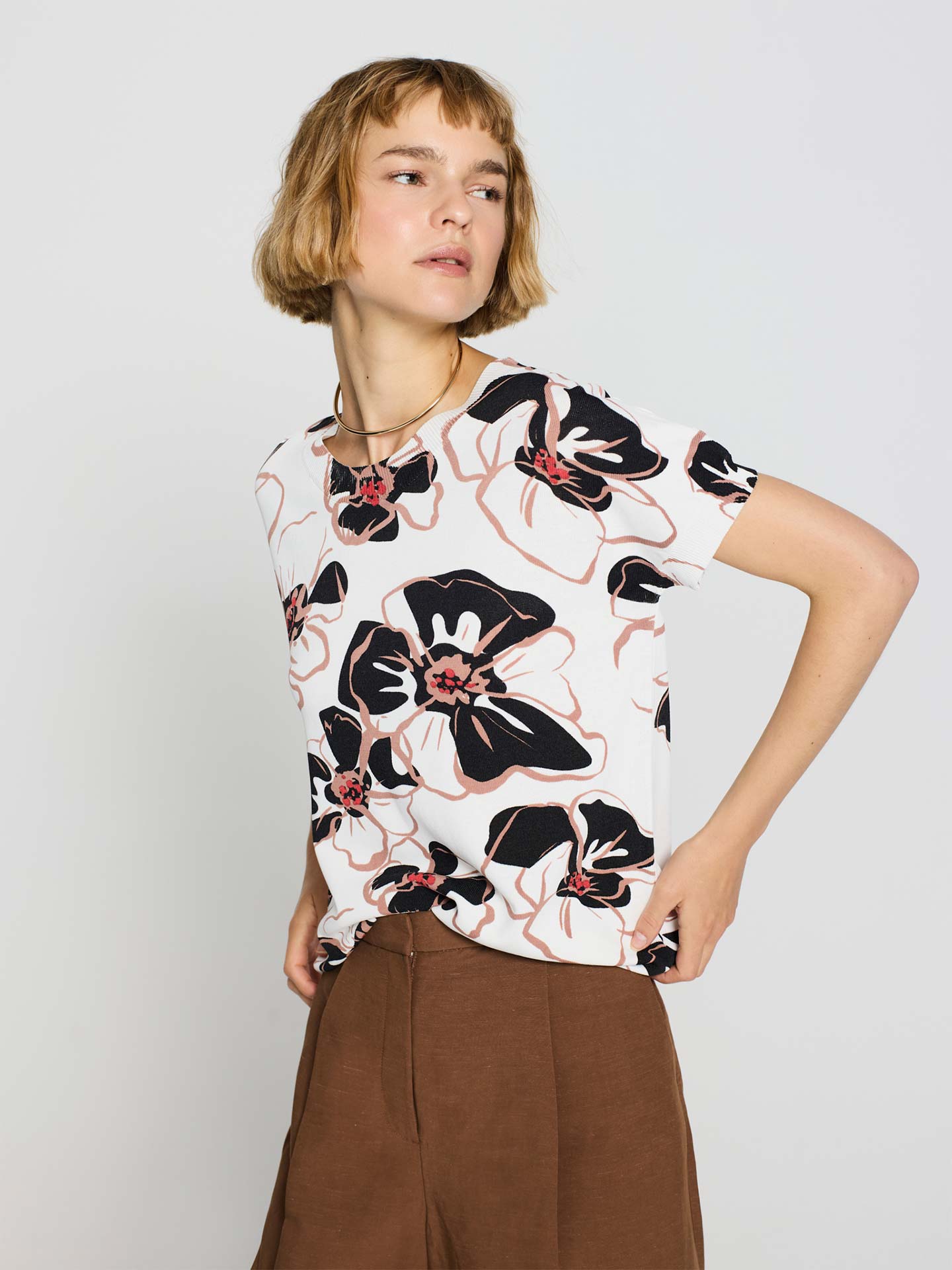 T-shirt de Malha com Estampado