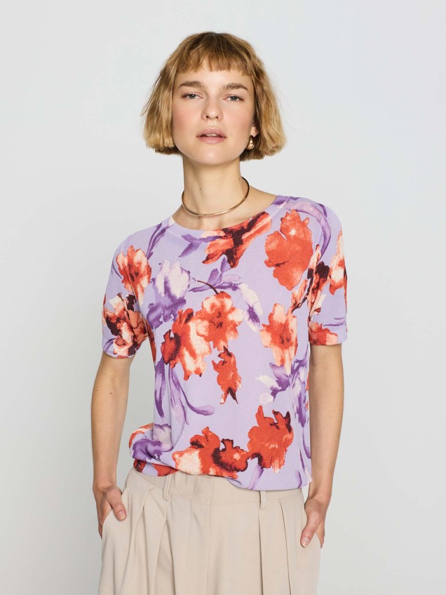 T-shirt de Malha com Padr�o