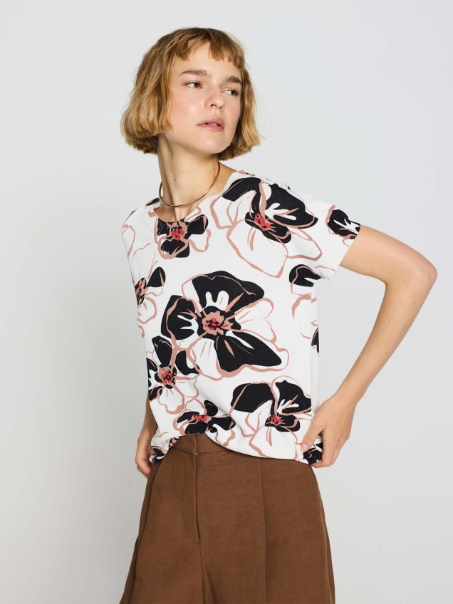 T-shirt de Malha com Estampado