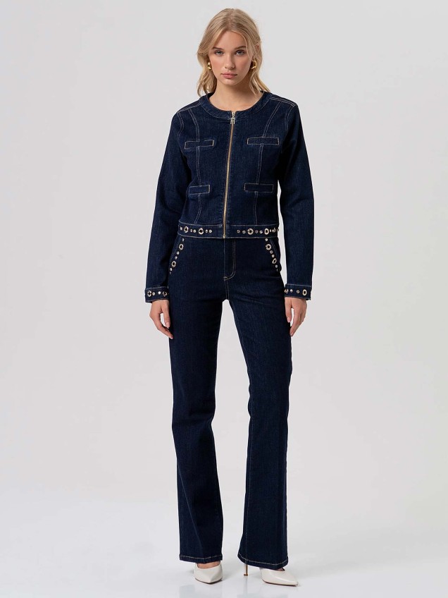 Blusão de Ganga com Ilhós Metálicos